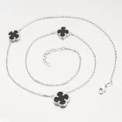 Dámsky náhrdelník biele zlato 585 so štvorlístkami 15R-057