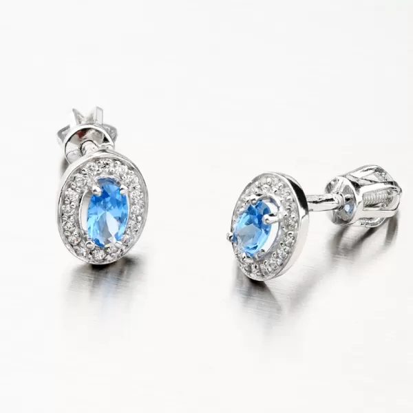 Dámske náušnice biele zlato 585 zirkón zafír 52GZ-8049B-AKVA-SR