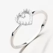 Dámska obrúčka z bieleho zlata 585 zirkón so srdiečkom 11R-344