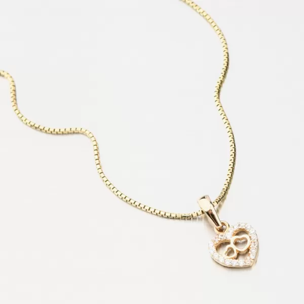 Zlatý prívesok srdca so zirkónmi GCA13-017