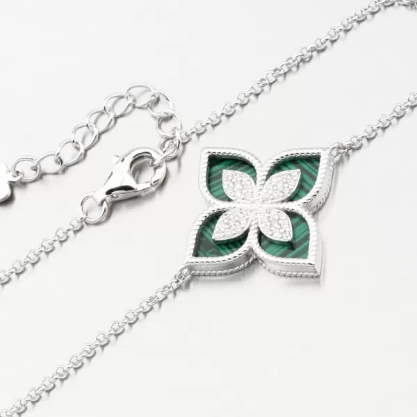 Strieborný náramok s kvetinou a so zirkónmi PKL-4022