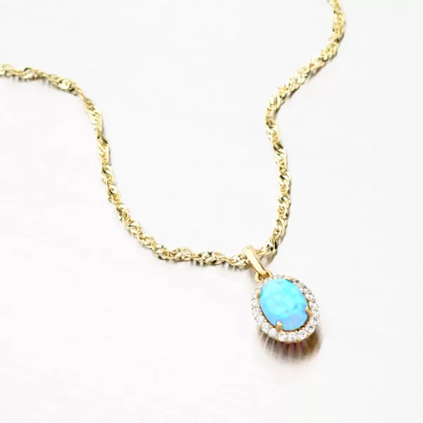 Zlatý prívesok s modrým opálom 522P-130510-49