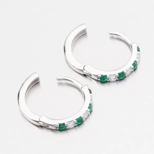 Strieborné kruhy so zelenými zirkónmi PKL-2275