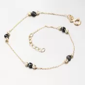Zlatý náramok s čiernymi zirkónmi a zlatými guličkami GCA14-007