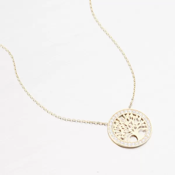 Zlatý náhrdelník Strom života so zirkónmi 55GZ-5021-ZL