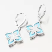 Strieborné náušnice kvety so zirkónmi as angelitom PKL-2172