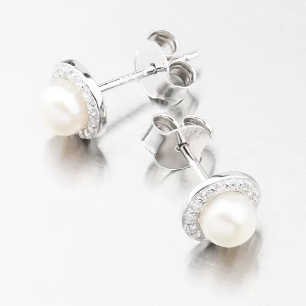 Strieborné náušnice s perlou SETST-12270