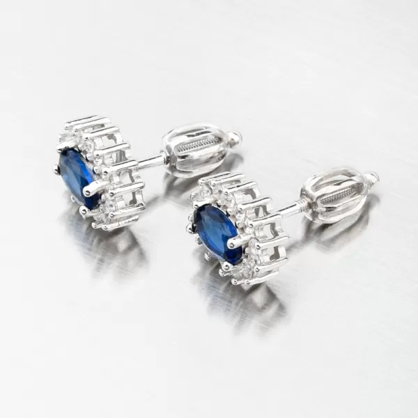 Strieborné náušnice so zafírom a so zirkónmi SETST-12160-01SR