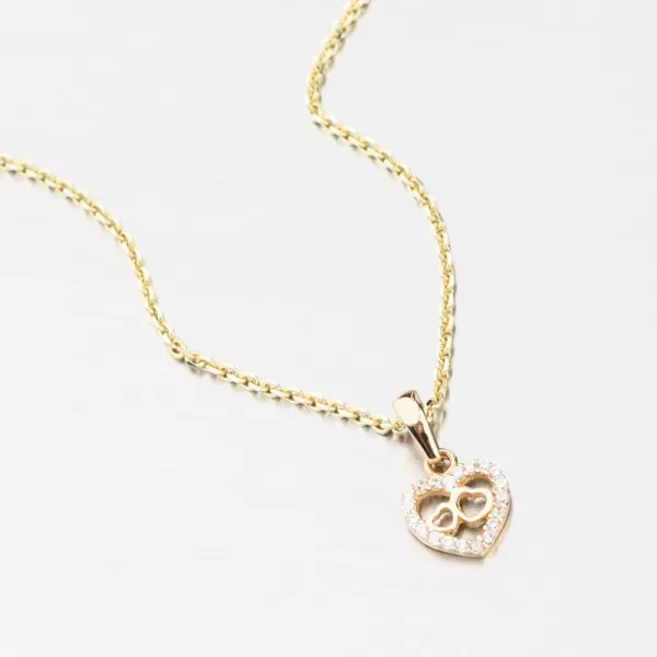 Zlatý prívesok srdca so zirkónmi GCA13-017