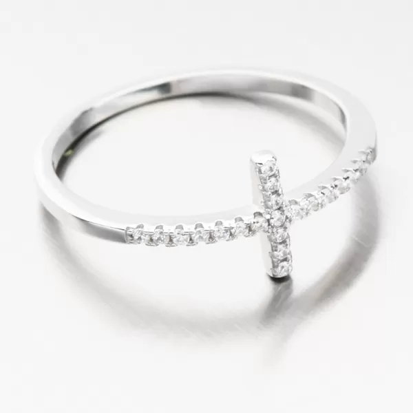 Strieborný prsteň s krížikom so zirkónmi GST-11359
