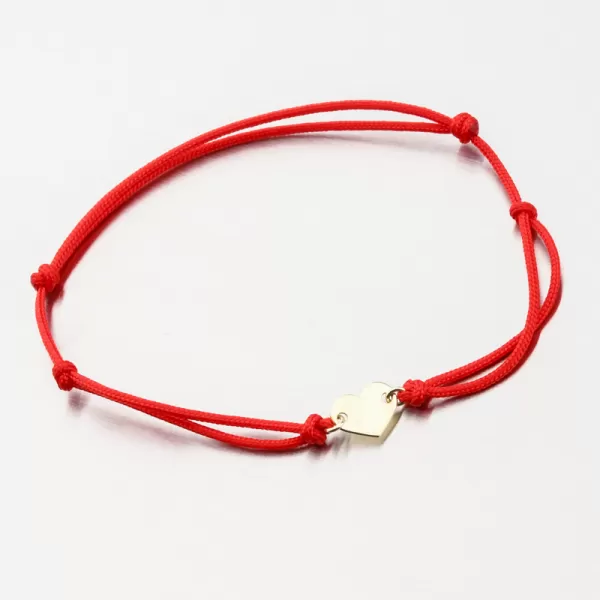 Náramok červený povrázkový so srdcom 74-005ZL-CV