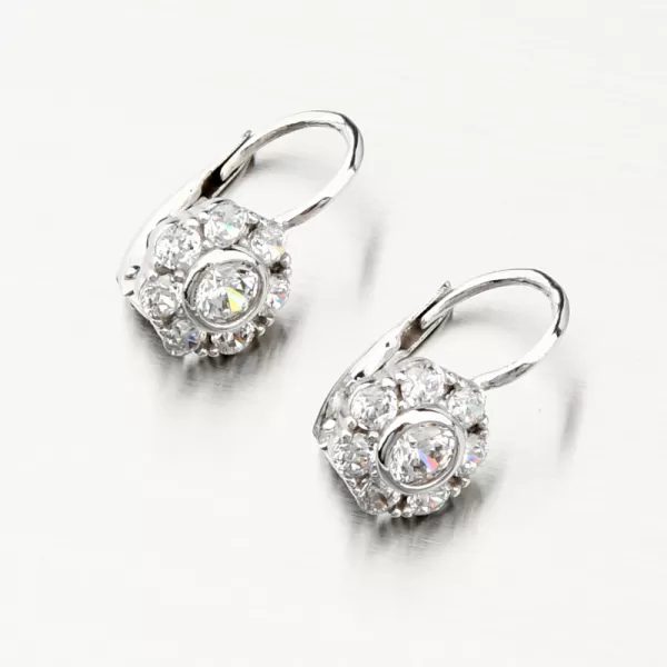 Dámske náušnice žlté zlato 585 kvetov so zirkónmi 668P-120388