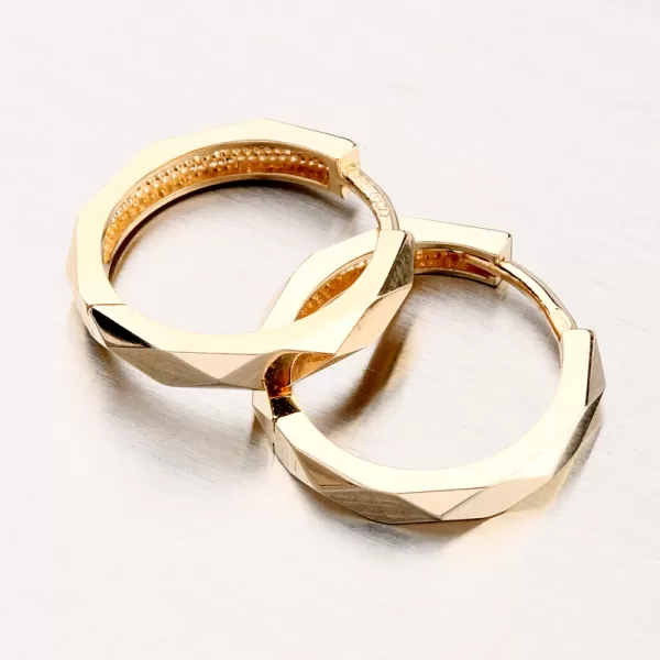 Dámske náušnice žlté zlato 585 brúsené kruhy 12R-763