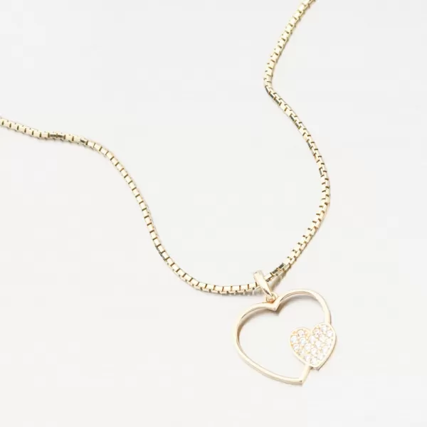 Zlatý prívesok srdiečko so zirkónmi 13R-420