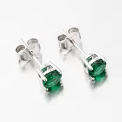 Strieborné náušnice kôstky so zeleným zirkónom UPST-121680