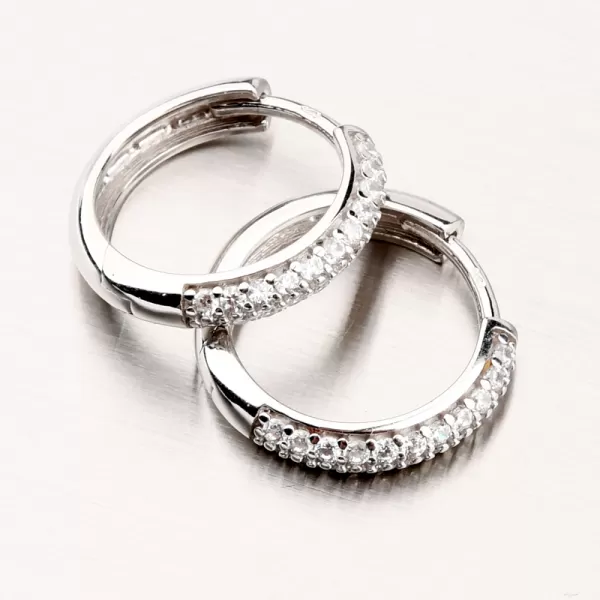 Dámske náušnice biele zlato 585 kruhov so zirkónmi 12R-757