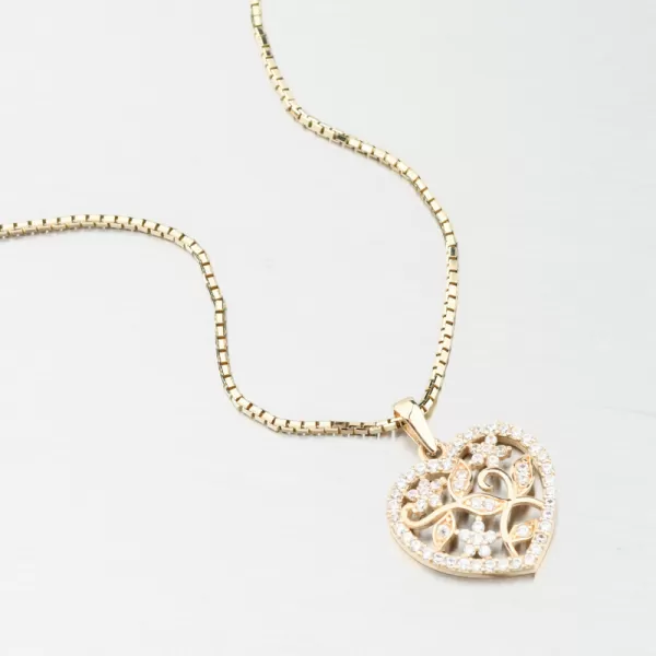 Zlatý prívesok srdiečko so zirkónmi 43-22425