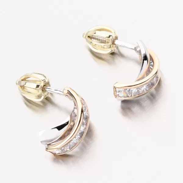 Zlaté náušnice s jamami so zirkónmi 52 GZ-5023