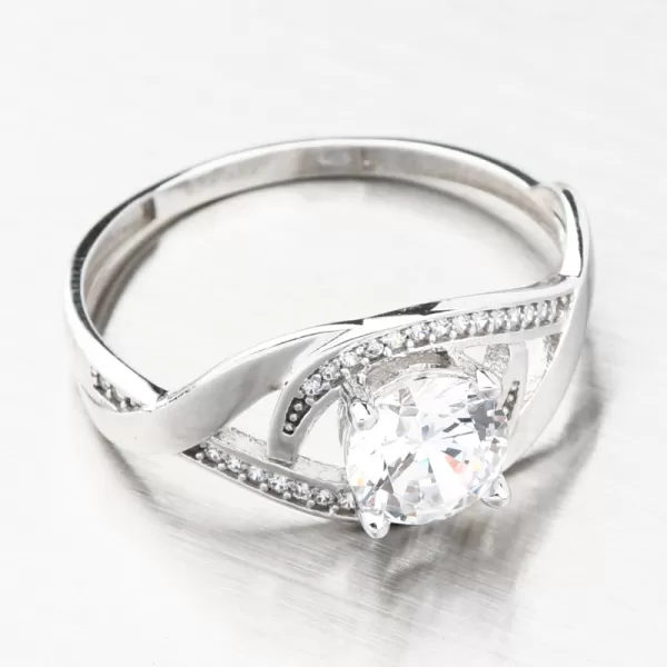 Prsteň z bieleho zlata so zirkónmi 226P-111059