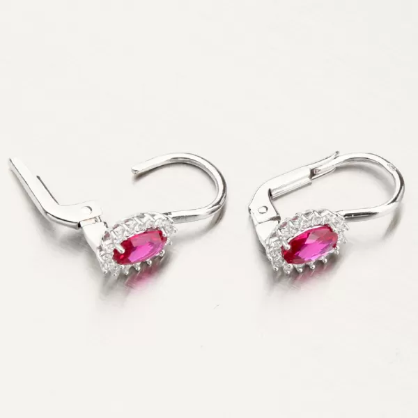 Dámske náušnice z bieleho zlata 585 s rubínom a zirkónmi 12R-761