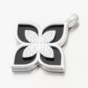 Strieborný prívesok čierna kvetina so zirkónmi PKL-3141