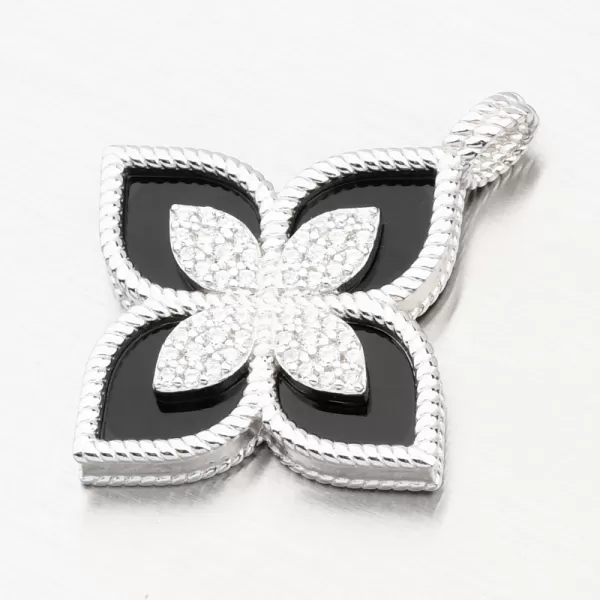 Strieborný prívesok čierna kvetina so zirkónmi PKL-3141