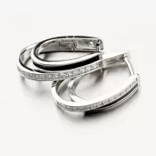 Visiace strieborné náušnice s čiernym smaltom a so zirkónmi PKL-2134