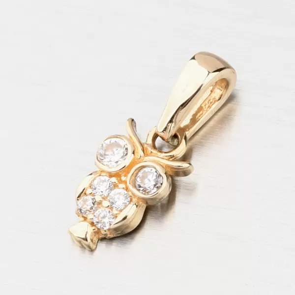 Zlatý prívesok sova so zirkónmi GCA13-013