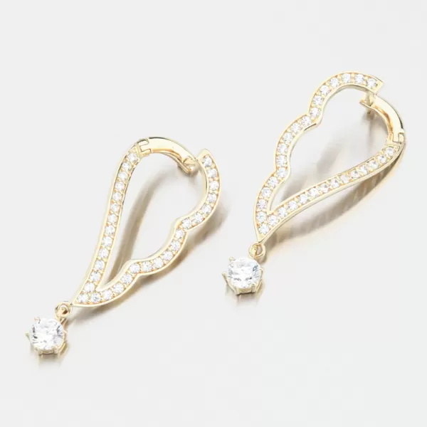 Dámske náušnice žlté zlato 585 visiace so zirkónmi 663P-120471-ZL