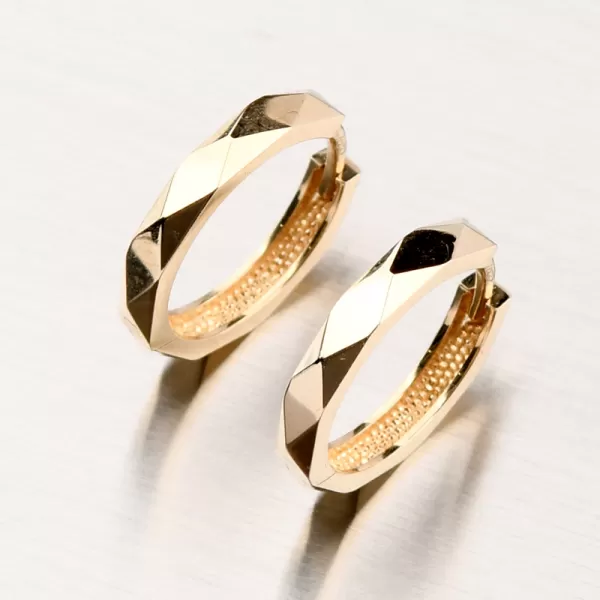 Dámske náušnice žlté zlato 585 brúsené kruhy 12R-763