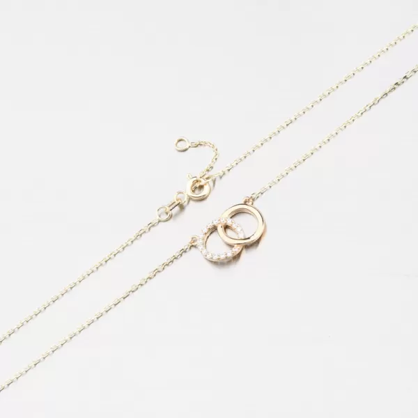 Dámsky náhrdelník žlté zlato 585 zirkón 15R-060