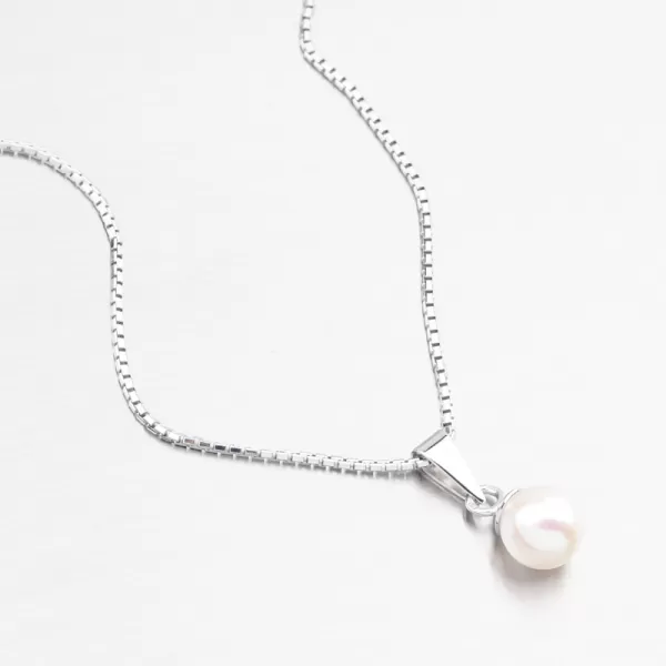 Biele zlato prívesok s Pearl 357p-130099