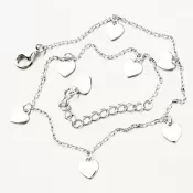 Strieborný náramok na nohu so srdiečkami PKL-4013