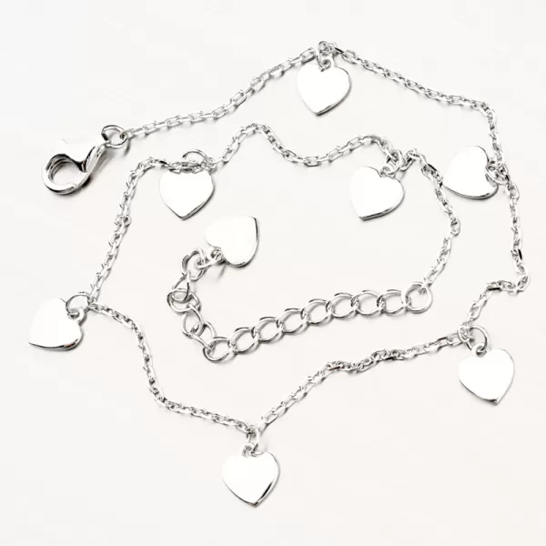 Strieborný náramok na nohu so srdiečkami PKL-4013