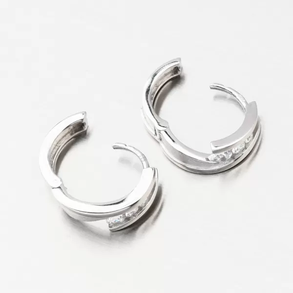 Krúžky so zirkónmi z bieleho zlata DZ1794-B-ZIR