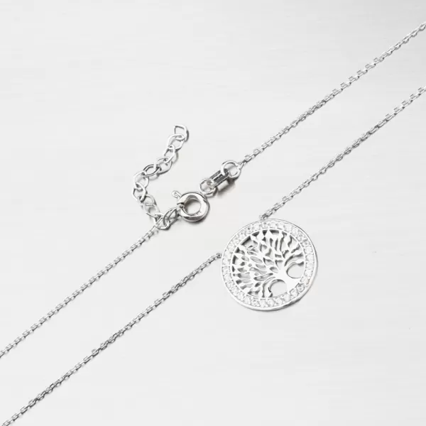 Náhrdelník z bieleho zlata strom života so zirkónmi 55GZ-5021-B