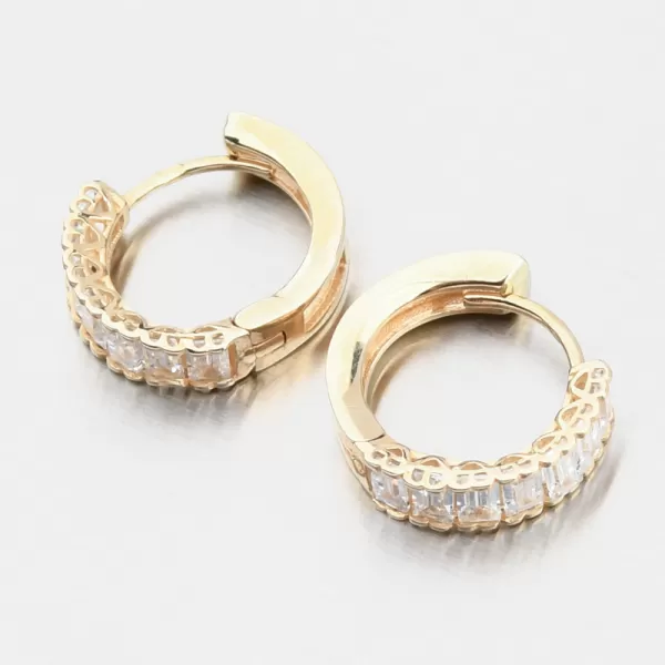 Dámske náušnice žlté zlato 585 kruhov so zirkónmi 143P-122430