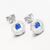 Strieborné náušnice kôstky so zafírom a so zirkónmi PKL-2176