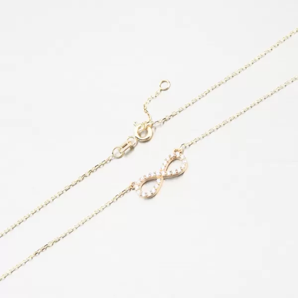 Dámsky náhrdelník žlté zlato 585 zirkón infinity 15R-064