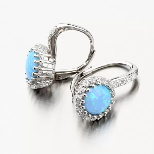 Strieborné náušnice s modrým opálom a so zirkónmi PKL-2124