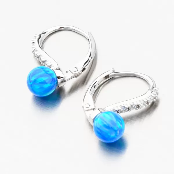 Strieborné náušnice s modrým opálom a so zirkónmi PKL-2171