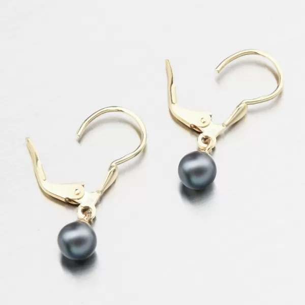 Zlaté náušnice s čiernou perlou 52GZ-3015-ZL-KL-Black
