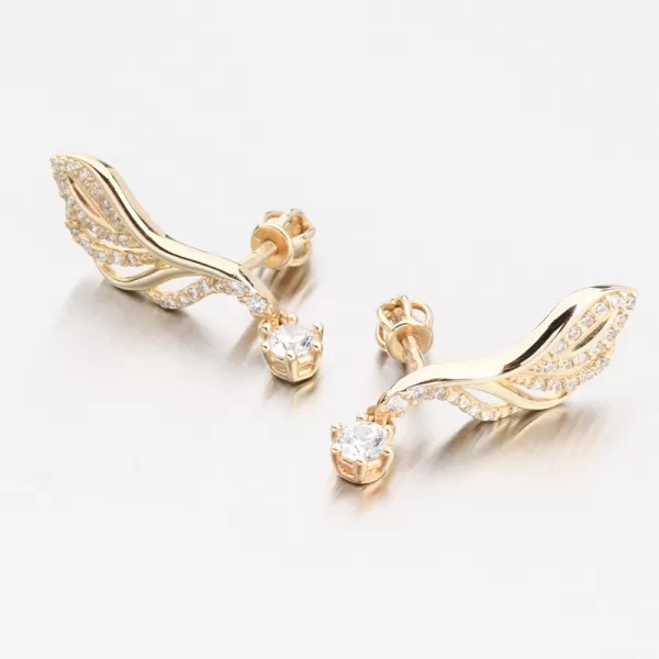 Dámske náušnice žlté zlato 585 so zirkónmi 663P-120433