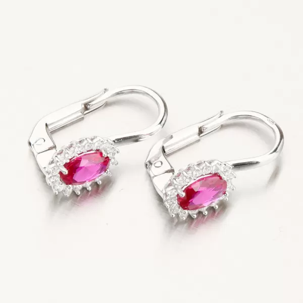 Dámske náušnice z bieleho zlata 585 s rubínom a zirkónmi 12R-761
