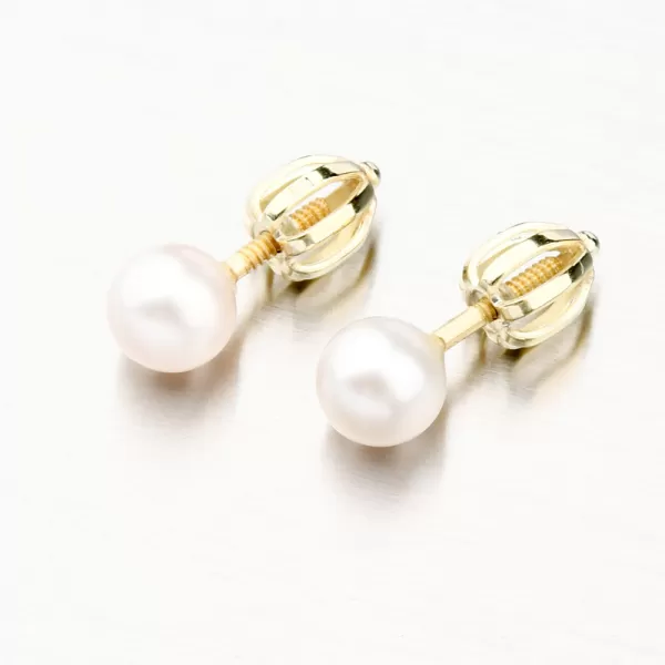 Dámske náušnice žlté zlato 585 s perlou 52GZ-3005Z-SR