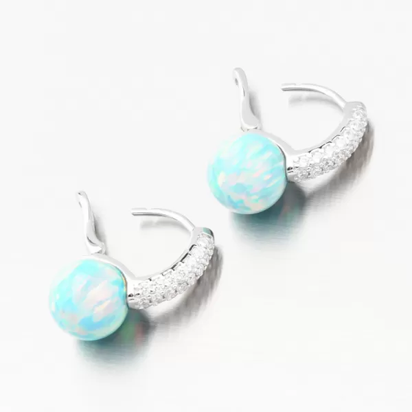 Strieborné náušnice so zeleným opálom a so zirkónmi PKL-2168