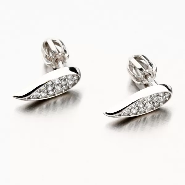 Dámske náušnice biele zlato 585 zirkón krídlo 52GZ-3063B