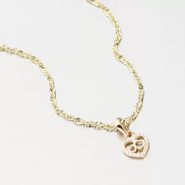 Zlatý prívesok srdca so zirkónmi GCA13-017