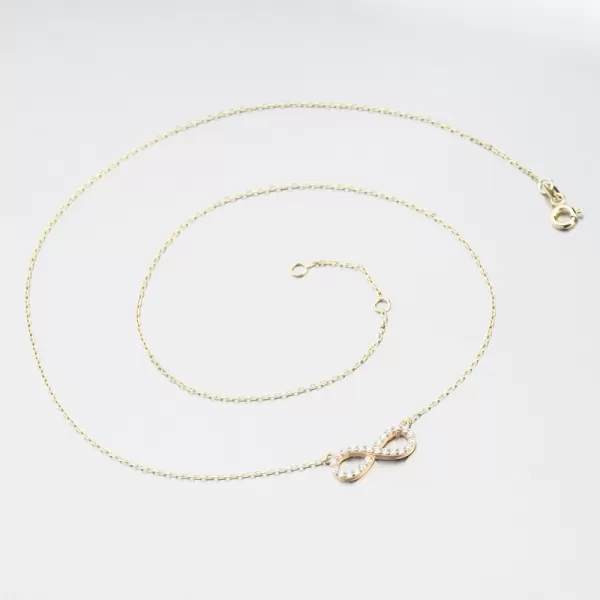 Dámsky náhrdelník žlté zlato 585 zirkón infinity 15R-064