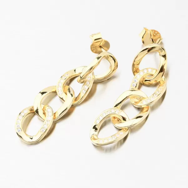 Pozlátené strieborné náušnice so zirkónmi UPST-122844